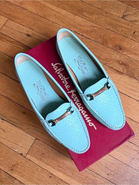 Salvatore Ferragamo Shoes - Salvatore Ferragamo vintage mint blue leather Loafers